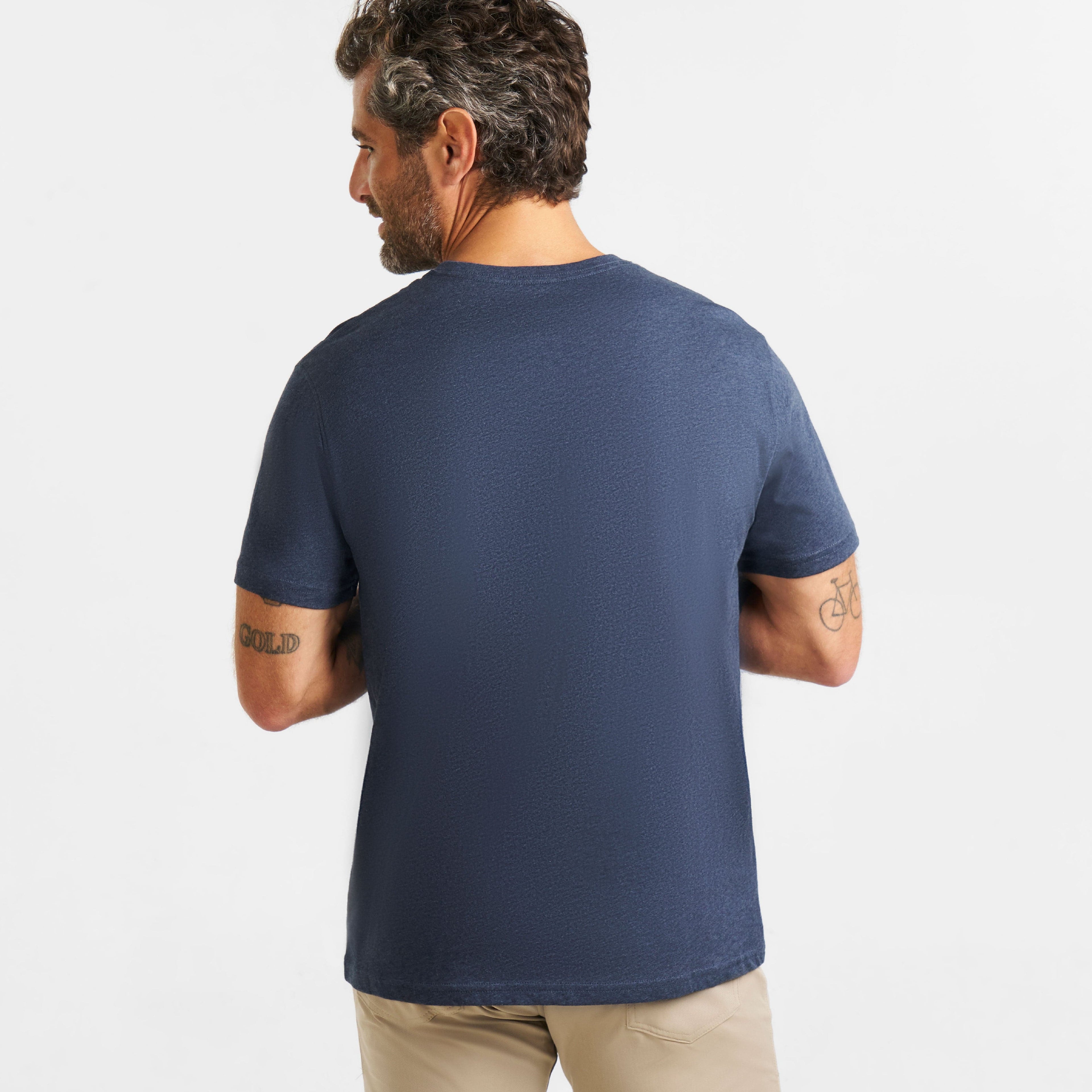 Deep Blue Melange Short-Sleeve Henley