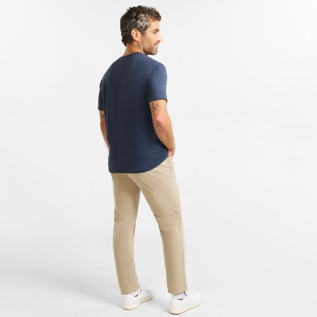 Deep Blue Melange Short-Sleeve Henley