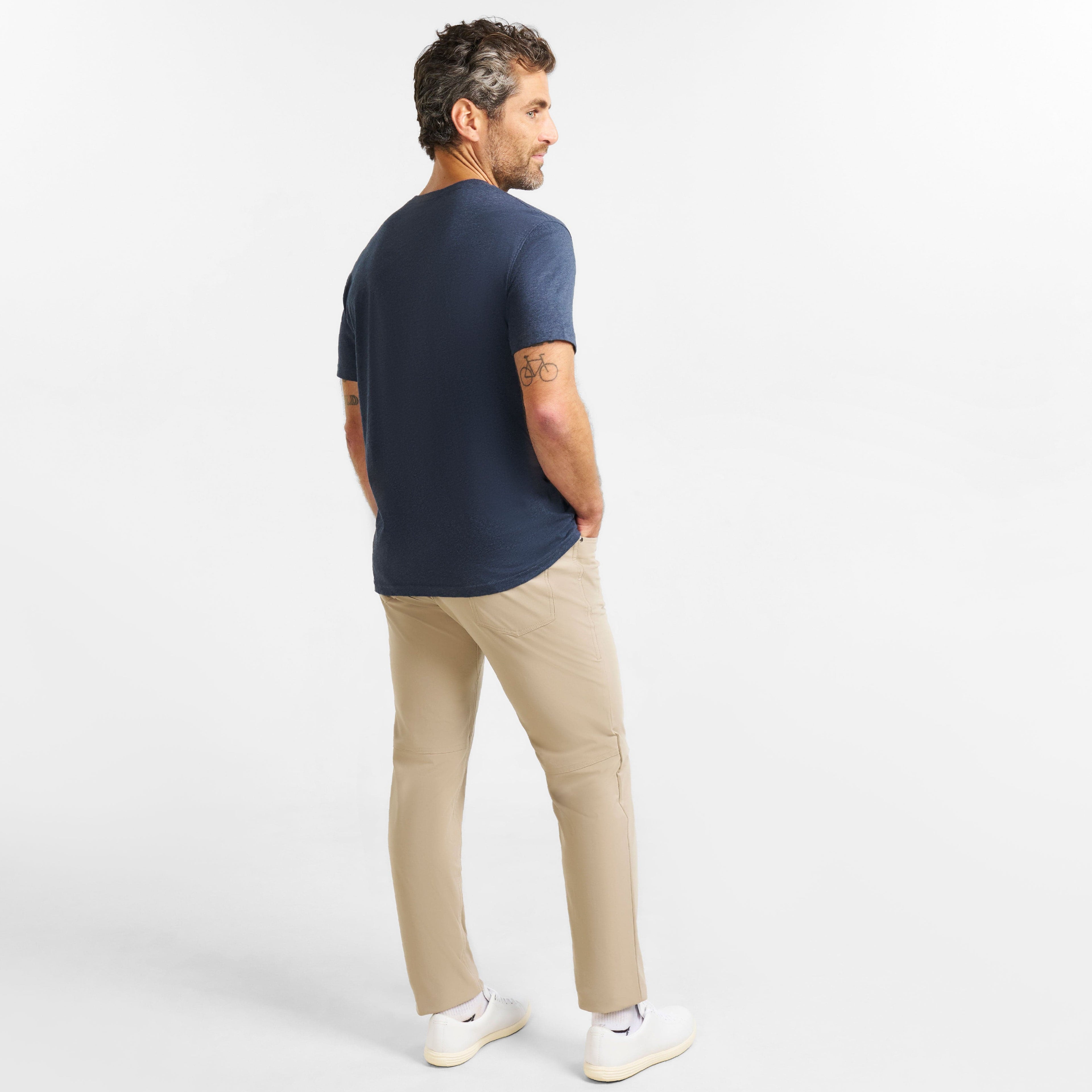 Deep Blue Melange Short-Sleeve Henley