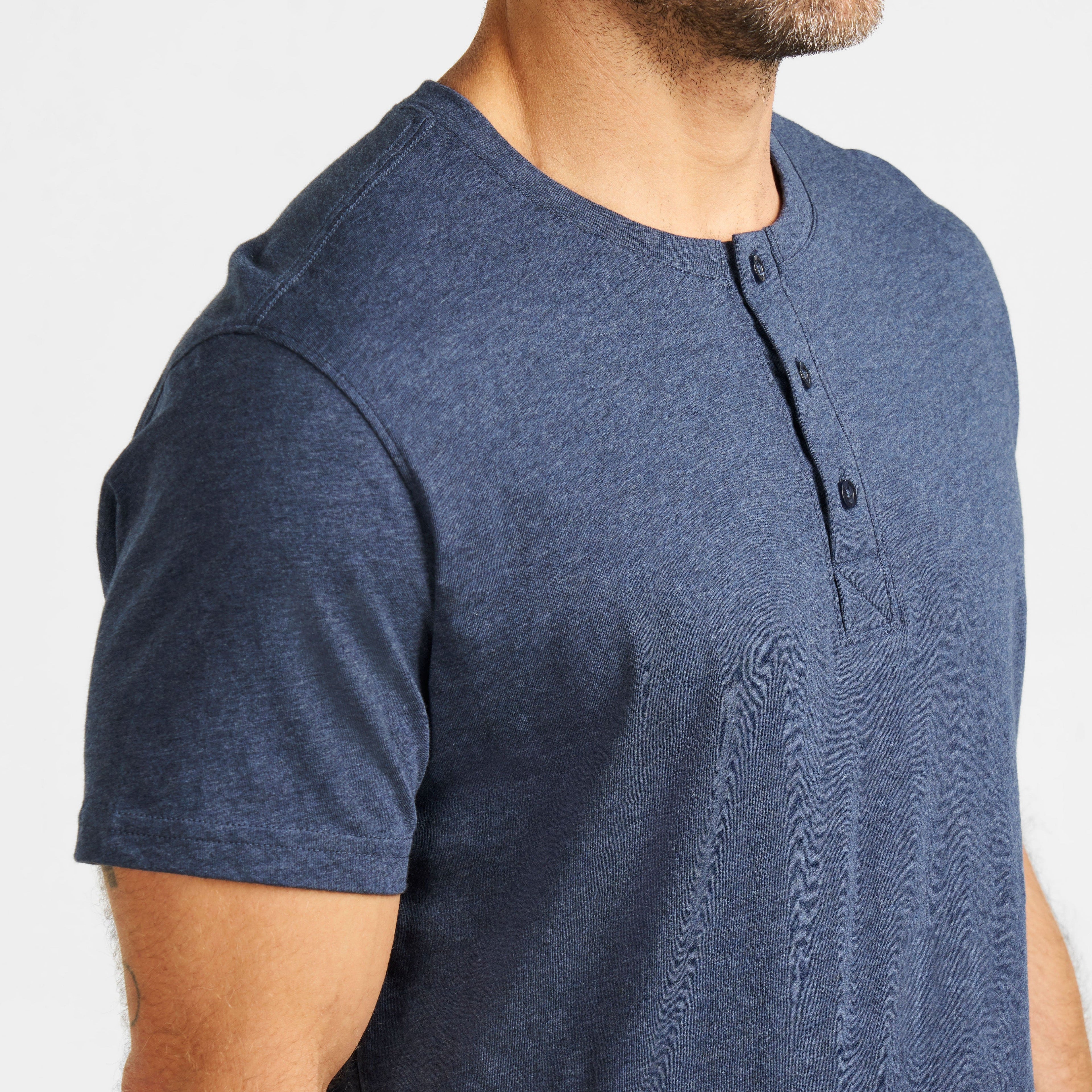 Deep Blue Melange Short-Sleeve Henley